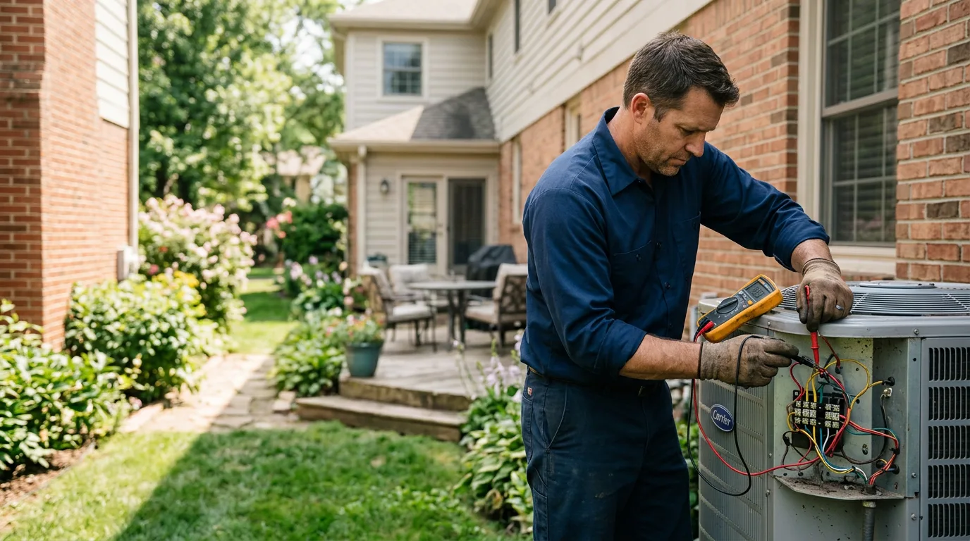 HVAC technician working near Bloomington, IL